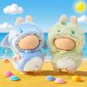 (2-Pack) 17cm Doll Clothes Set, Plush Green Dinosaur and Blue Shark Outfits for 17cm Dolls, Soft and Stylish Dress Up Doll Clothes, Adorable and Cute Clothing with Cozy Texture and Fun Design