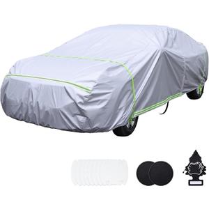 BYDOLL Car Cover Waterproof All Weather 6 Layers Snowproof Windproof Hail Protector Full Exterior Covers UV Protection 210D Oxford Universal Fit Sedan Outdoor Automobiles Zipper Cotton Inside (Sedan Length 210-220 inch)