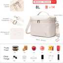 NOL Natural Organic Lifestyle Insulated Lunch Bags for Women Cooler Bag Lightweight Nylon Waterproof Lunch Box For WorkMedium, Cream