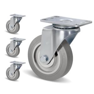 4 Inch Casters Set of 4 Heavy Duty Caster Wheels with Swivel 1200Lbs Rubber Wheel Silent Castor Industrial Plate Casters Wheels for Cart Furniture Workbench-4 Swivel