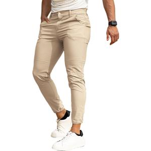 Men's 4-Way Stretch Slim Tapered Fit Golf Joggers -30" 28" 26" Inseam Nylon (Light Khaki)