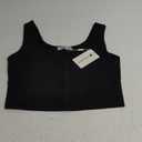 Women's Strappy Tank Square Neck Double Layer Workout Fitness Casual Basic Crop Tops (Black) XL