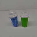 Slushie Cup, 2 Pack Slushy Maker Cup, Frozen Magic Squeeze Cups for Juice Milk Yogurt Ice Cream Make, DIY Smoothie Cooling Cup with Lid & Straw for Kids Friends Family (Blue+ Green)