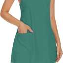 UURUN Mini Dress for Women, One Piece Sleeveless Adjustable Spaghetti Strap with 2 Pockets (XL)