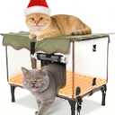 BNZ Indestructible Heated Cat House for Outside Winter, Weatherproof, Safe Escape Door, Insulated Outdoor Cat Shelter with Heater for Feral Barn Cat Kitty(21''x15''x13'')