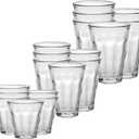 Duralex Picardie 16 Piece Clear Tempered Glass Drinkware and Tumbler Cup Set for Wine, Tea, Water, and Cocktails, 17 Ounces