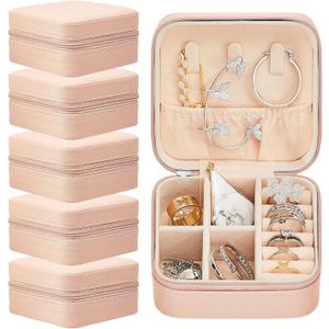 Taiyin Travel Jewelry Case, Bridesmaid Gifts Mini Jewelry Organizer, PU Leather Portable Earring Box for Women Girls