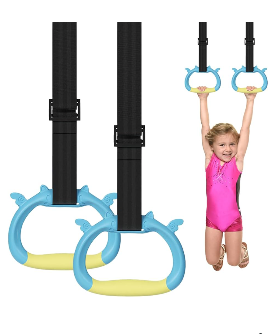 Gymnastics Rings, Children's Home Gym Equipment, Children's Adjustable Strap Strength Training Rings, Pulling Rings for Physical Training