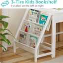 White Kids Desk and Chair Set for 5-8 Year Old Girls Boys, Small Child Desk with Bookshelf, Children Study Table with Fabric Drawer and Storage, Over dimension 14.6"D x 36.6"W x 29.6"H
