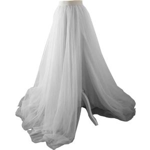 EllieHouse Adult Bride Split Long Maxi Prom Party Evening Tulle Skirt White M