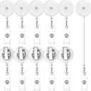 30 Pieces Retractable Badge Reels with Swivel Alligator Clip, Badge Reels Holder Badge Reel Clips for Nurse Teacher Office(Translucent Clear)