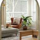 Antique Gold 24"x36" Arched Wall Mirror with Metal Beaded Frame - Decorative Accent Wall Mirror for Bathroom, Bedroom, Living Room, Entryway