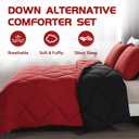 Decroom Lightweight Queen Comforter Set with 2 Pillow Sham - 3 Pieces Set - Quilted Down Alternative Comforter/Duvet Insert for All Season - Red/Black - Queen Size