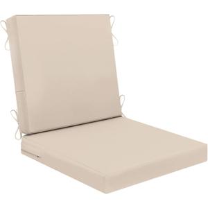 AAAAAcessories Outdoor Seat Cushions for Chairs, Waterproof, Fade-Resistant Patio Furniture Replacement Cushions, 20" x 20" x 3" + 20" x 20" x 3", Beige (20x20-20'' Mid Back-1 Count)