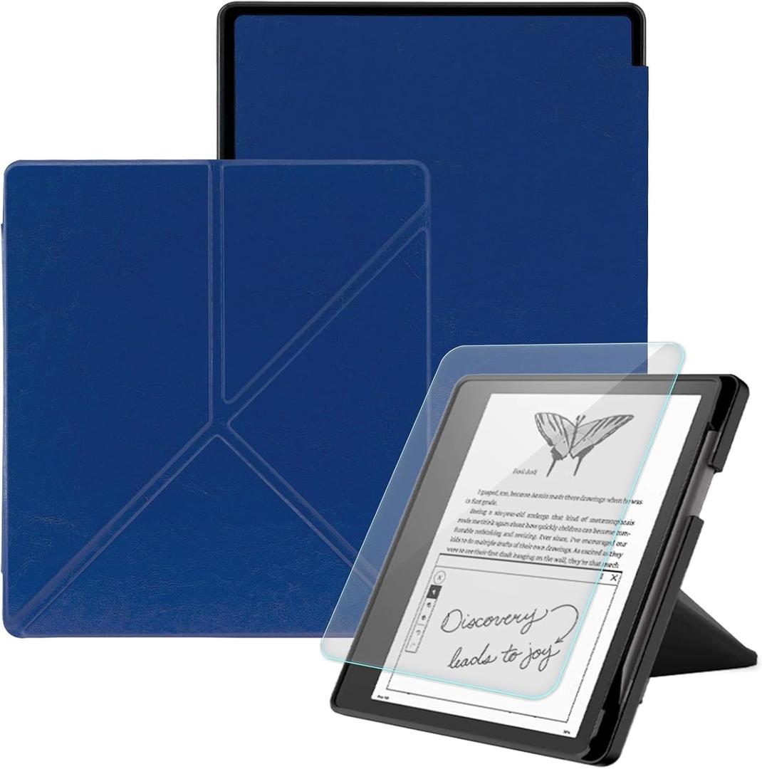 Stand Case Compatible with Kindle Scirbe, Includes a Screen Protector, Premium PU Leather Cover with Auto Sleep/Wake for 10.2 Inch Kindle Scribe (2022/2024 Release), Dark Blue (One Size)