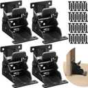 Folding Brackets 4 Packs Heavy Duty Self-Locking Hinge Table Legs Bracket Kit with 40 Screws for DIY Foldable Table, Workbench, Desk, Furniture (4)