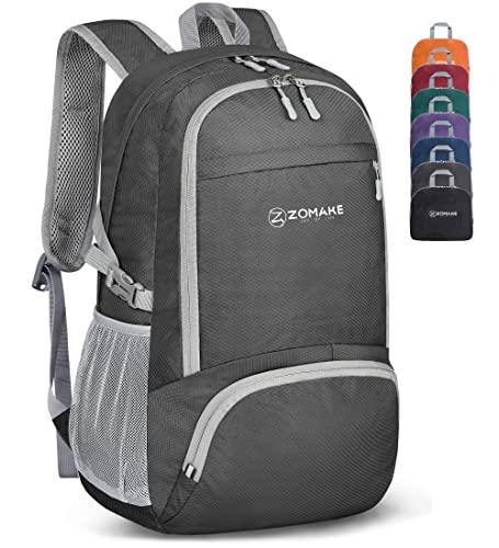 ZOMAKE Lightweight Packable Backpack 30L, Foldable Hiking Backpacks Water Resistant Compact Folding Daypack for Travel(Dimgray)