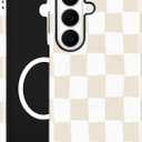 Magnetic Checkered Case for Samsung Galaxy S23, Beige