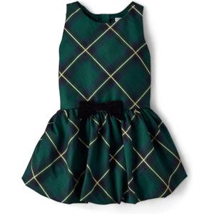Gymboree,and Toddler Short Sleeve Dressy Dresses (12, Green Plaid Bubble)