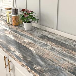 FunStick Grey Weathered Wood Contact Paper for Countertops Waterproof Self Adhesive Wood Wallpaper Peel and Stick Woodgrain Contact Paper Removable Wooden Wall Papers for Desk Cabinets Walls 12"x200"