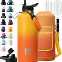 1 Gallon Water Bottle Insulated | Thickened Stainless Steel Vacuum Metal Water Jug | Portable Sports Large for Gym and Hiking with Straw, Carrier Bag, Handle Strap | BPA-Free 128 oz