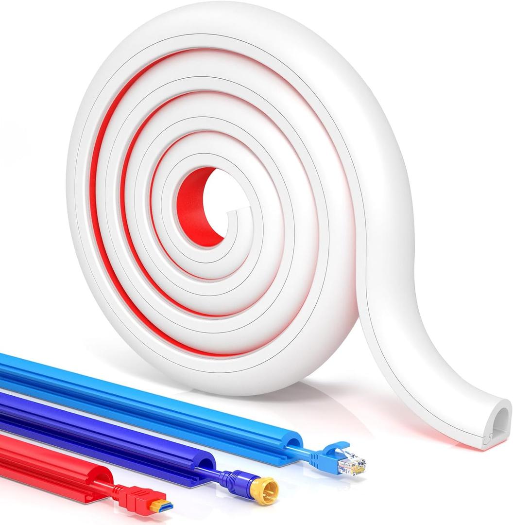 78 in Cord Hider Wall, Wire Covers for Cords on Wall, Flexible Cable Concealer for Cable Hider, Self-Adhesive Silicone Wire Hider for TV Powers Home Office, W0.59inxH0.39in, White