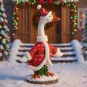 Christmas Mrs. Claus Goose Outfit Dresses Clothes for 23" High Cement or Plastic Porch Goose Christmas Costume for Yard Garden Lawn Patio Outdoor Decor, Red