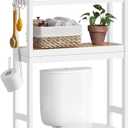 SONGMICS Over The Toilet Storage, 3-Tier Over Toilet Bathroom Organizer with Adjustable Shelf, 10.2 x 24.8 x 66.9 Inches, Space-Saving, Cloud White and Natural Beige UBTS001W02