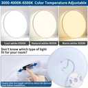 24 inch Dimmable LED Ceiling Light Fixture, Ultra Thin Flush Mount, 50W 5000LM, 3000K/4000K/6500K Selectable, White, Perfect for Bedroom, Kitchen, Dining Room, Living Room, Home Office, Hallway