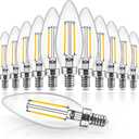 Hizashi E12 Candelabra Bulb 40 watt Equivalent, Dimmable Candelabra LED Light Bulbs Soft White 3000K, 90+CRI 4W 450LM B10 LED Candle Bulb, Candelabra Base, UL Listed, 12 Pack