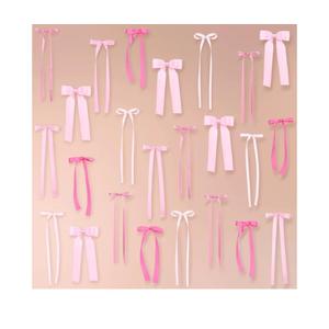 40Pcs Pink Bow Wall Decor, DIY Bow Photo Backdrop, Ribbon Bows Garland, Pink Bows Party Decor for Women Girls Birthday, Baby Shower, Bachelorette Wedding Party, Room Bedroom Decor