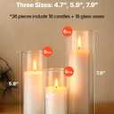 VEVOR Pillar Candles and Glass Vases Set 36 Pcs, Clear Cylinder Hurricane Candle Holders for Wedding Centerpieces, Tall Vase for Table Decor, Wedding Party, Thanksgiving,White (2.56" x 4.7",5.9",7.9")