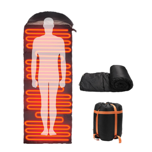 Heated Sleeping Bags for Adults, USB Powered, 3 Adjustable Heating Levels Sleeping Bag, Waterproof Flannel Cold Weather Sleeping Bag with Adjustable Hood, Keep Warm to 20℉, for Camping, Outdoor Hiking