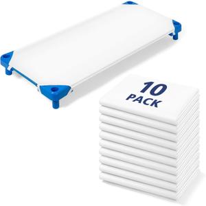 Comfyanno Cot Sheets for Daycare Toddler Size - Fits 23" x 40" Cot, 10 Pack Bulk, Daycare Essentials, Soft & Comfortable Fitted Cot Cover, Preschool Kids Nap Time Sheets, Brushed Microfiber - White