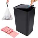 4 Gallon (15L) Slim Dog-Proof Trash Can with Press Pop-Up Lid - Odor-Blocking Small Garbage Can Includes 75 Trash Bags, Space-Saving Design for Bedroom, Kitchen, Bathroom & Office