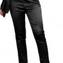 Fakanhui Women's Satin Silky Dress Casual Elastic High Waist Stretch Elegant Pants Trousers (Medium, Black01)