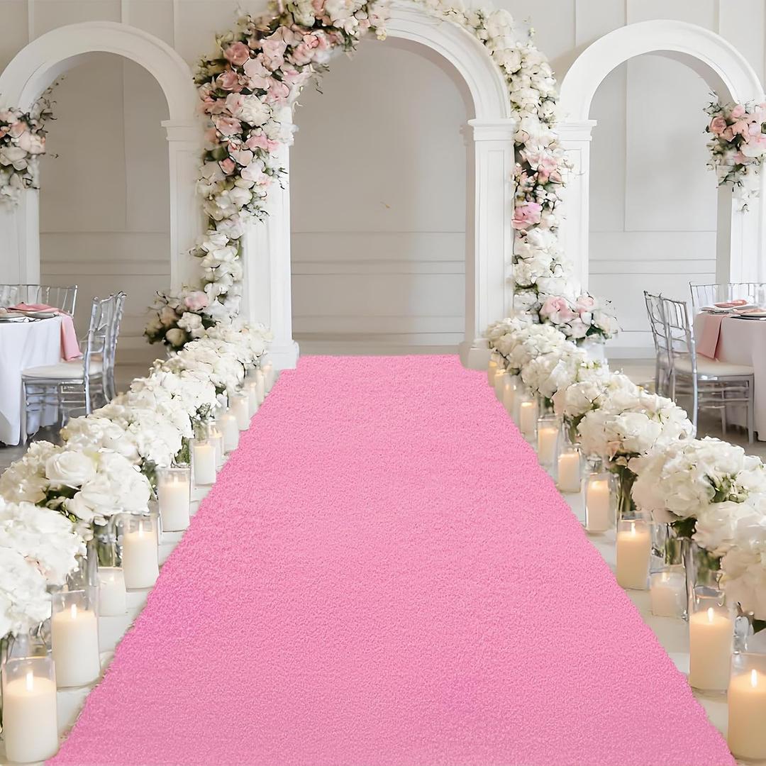 3ftx20ft Pink Carpet Runner, 450GSM Extra Thick Non-Slip TPR Rubber, Indoor/Outdoor Carpet for Hollywood&Oscars Runway, Weddings,Proms,Award Ceremonies,Home Parties,Easy to Clean & Reusable