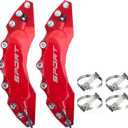 Universal ABS Plastic Car 3D Disc Brake Caliper Covers with Logos Front Rear Auto Accessories (Plastic ABS- Red, 2x 280mm)