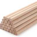 Wood Dowels Wooden Dowel Rods for Crafts, 20PCS 1/2 x 24 Round Macrame Wooden Sticks for Crafting, Unfinished Hardwood Sticks for Arts and DIYers, Tiered Cake Support and Wedding Ribbon Wands