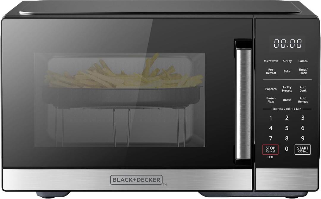 BLACK+DECKER 5-in-1 Microwave Oven Air Fryer Combo, 0.9 Cu.Ft, 900W
Countertop Microwave, Convection Bake & Roast, Child Lock, 10 Power Levels, for Small Kitchens & RVs
