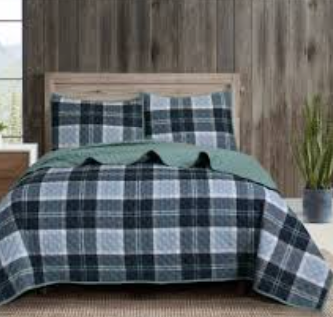 COLEMAN 4PC ENSEMBLE K-PLAID BLUE, King Size