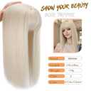 Sakuraaa White Hair Toppers for Women with Thinning Hair 14inch Toppers With 6.5 ×6.5" Large Base Long Straight Layered Premium Synthetic Hair Pieces