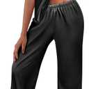 Ekouaer Satin Pajamas for Women Short Sleeve Silk Pajama Sets Soft Sleepwear Top with Causal Long Pj Pant, Size 2XL
