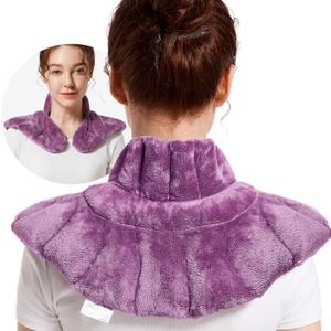 Microwavable Heating Pad for Neck, Shoulders, and Back - Weighted Neck Warmer with Moist Heat, Purple, Lavender Scented