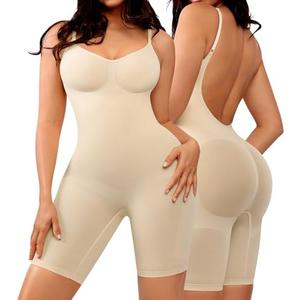 SHAPELLX Backless Shapewear for Women Tummy Control Bodysuit Seamless Mid Thigh Butt Lifter Body Shaper XL-XXL Beige