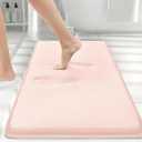 Smiry Memory Foam Bath Mat 30x20, Extra Soft and Absorbent Bathroom Mats, Non Slip Washable Carpet for Floor, Shower and Tub, Pink