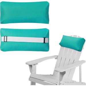 Chaise Lounge Head Pillow, 2 Pack Outdoor Patio Pillows with Adjustable Strap, Lounge Head Resting Pillow for Recliner Beach Pool Lounger Office Chair，Water Resistant Turquoise, Medium