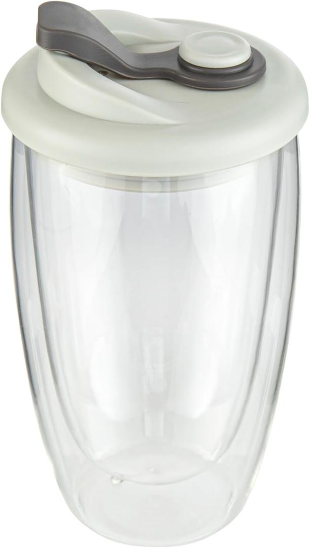 Restaurantware - Forma Professional 15.2 Ounce Insulated Travel Mug With Lid, 1 Double Wall Coffee Mug - Includes Lid, Reusable, Clear Borosilicate Glass Tumbler, Dishwashable, Microwavable