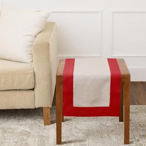 5 x Solino Home Linen Table Runner 36 Inches - 100% Pure Linen Red and Natural Small Table Runner 14 x 36 Inch Ideal for Dresser and Coffee Tables - Mothers Day, Winter - Contempo