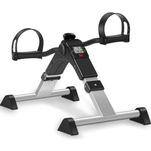 TABEKE Under Desk Pedal Exerciser, Fully Assembled Mini Exercise Bike for Leg and Arm Workouts, Foldable Desk Bike Peddler Machine for Seniors with Clear LCD Display & Adjustable Resistance